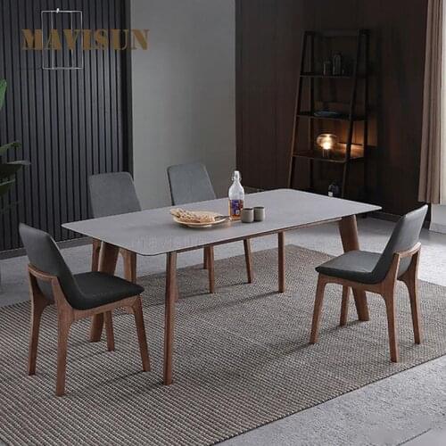 Mild Luxury Rectangular Dining Table And Chairs Combination Large Dining Table Modern Concise Restaurant Kitchen Furniture
