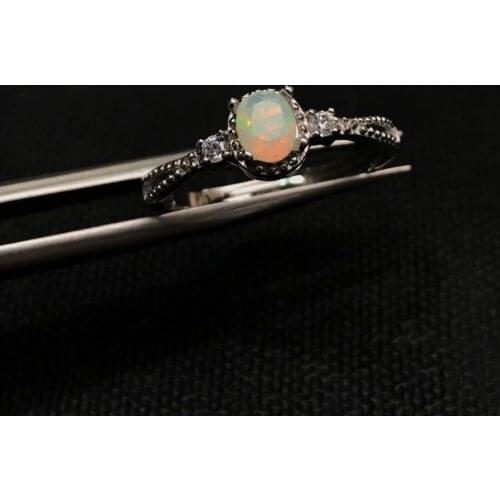 Fine Jewelry 925 Pure Silver Jewellery Box, Natural Opal Female Ring, Rings for Women 4mm*5mm