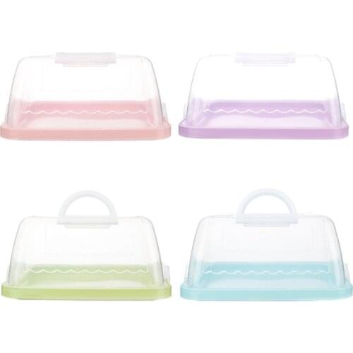 T21D Portable Plastic Square Cake Box Cupcake Dessert Container Case Handheld Carrier