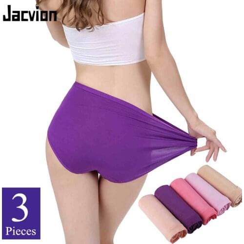 3 Pieces/Set Women Underwear Ladies Panties Bamboo Fiber Bige Size Soft Briefs Female Solid High-Rise Panty Women Underwear