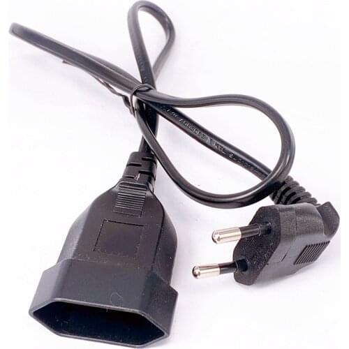 Europea 2Prong 90 Degree Male Plug To Female Socket Power Extension Cable For PC Computer PDU 0.3m/0.6m/1.8m