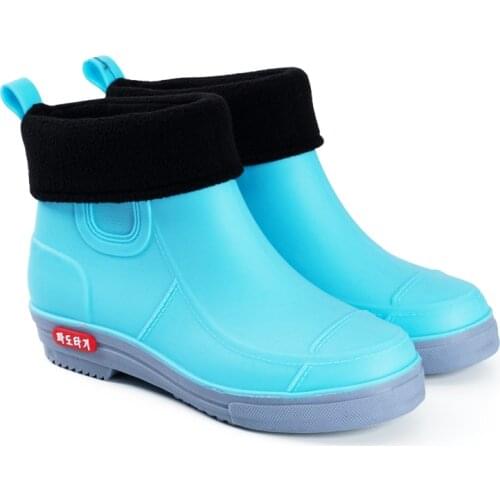 Womens Rainshoes Velvet Low-Top Short Rain Boots Kitchen Non-Slip Water Shoes Waterproof Rubber Shoes Womens Shoe Cover 36-41