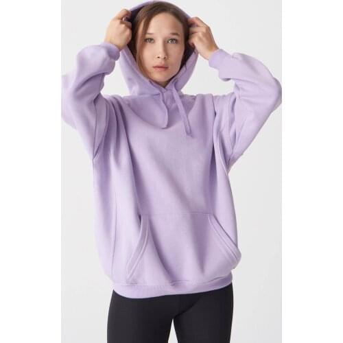Women Oversize Hooded Sweatshirt Gray color Clothing Winter Pullovers Long Casual Street Fashion Onesize Cotton Dresses