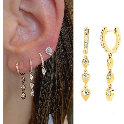 Water drop Tassel Earrings 2021 new womens ear buckle European and American retro Diamond Earrings metal long jewelry