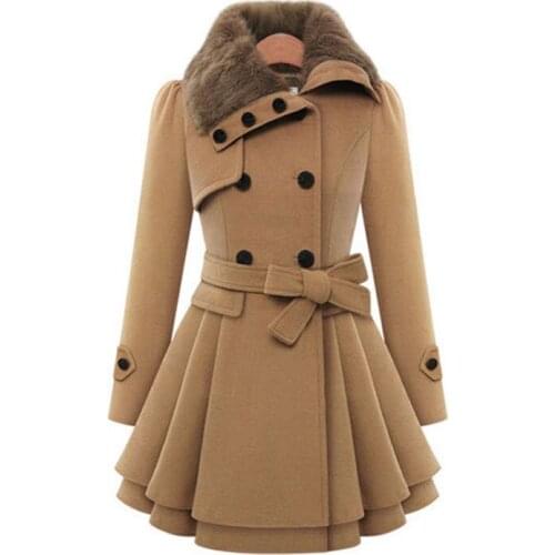 Manteau Femme Hiver Fur collar Long Winter Wool Coat Women Thicker Skirt Female Woolen Jacket Abrigos Mujer Invierno 2017 Z338
