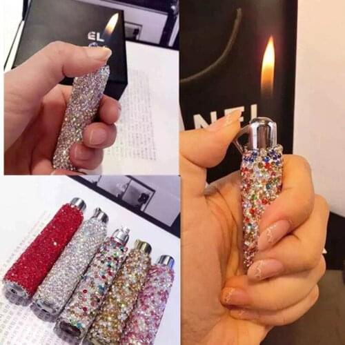 2 styles shiny crystal paste diamond lighter cigar lighter fashion beauty gadget smoking accessories cute all diamond gift
