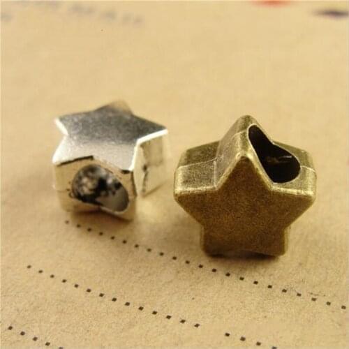 20Pcs/Lot Vintage 10mm Alloy Star Space Beads Hole 5mm Bead for DIY Bracelet Necklace Charms Jewelry Accessories Wholesale