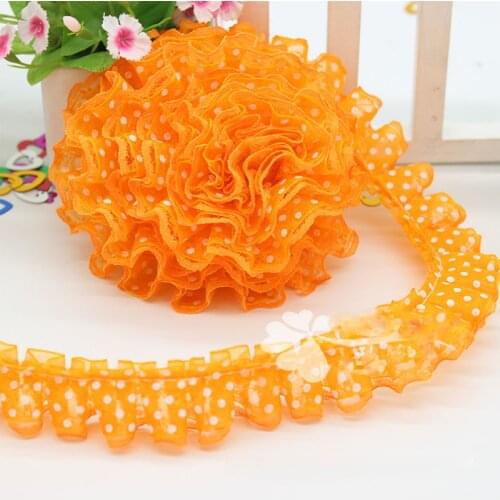 40Yards Dot Shapes Pleated Lace Ruffle Edge Trim Ribbon DIY Dress Garment Applique Wedding Sewing Accessories 25mm Width