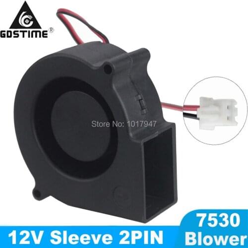 50Pcs Lot Gdstime 75mm x 30mm DC 12V 0.26A 2Pin Computer PC Cooling Fan 7530 Centrifugal Blower