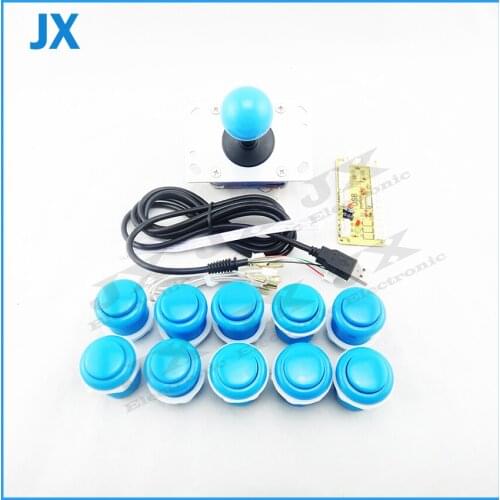 Arcade DIY Parts Kit including Zero Delay LED USB Encoder +2* 2/4/8 Way zippy Joystick + 10 * push buttons 4 colors for choose
