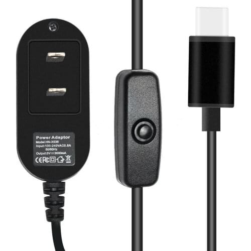 5V 3A USB-C Power Supply with On/Off Switch For Raspberry Pi 4 Model B EU/US PLUG
