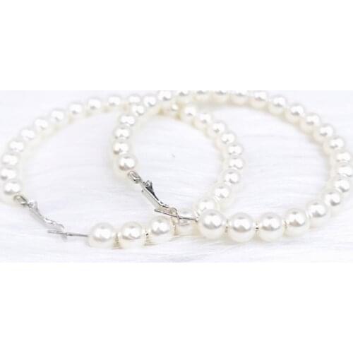 Big Circle earrings New Hot Fashion Round Gold Hoop Earrings For Women Elegant White Pearl Earrings Sweet Wedding Jewelry gift