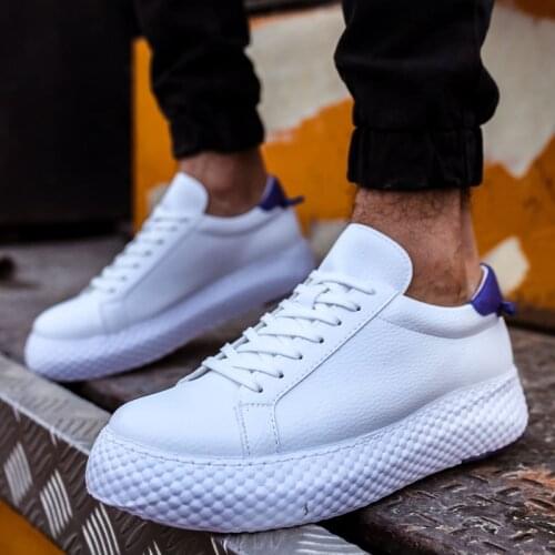 Chekich Mens & Womens Sneakers White Non Leather Laced Spring and Autumn Seasons Casual Comfortable Shoes Unisex Wedding Orthopedic Running Sport Light Odorless Breathable Blue Bubbles Base Hot Sale Couples CH107 V4