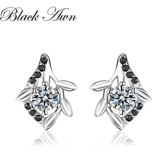 BLACK AWN Vintage 925 Sterling Silver Fine Jewelry Engagement Earrings for Women Wedding Earring T142