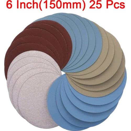 25PCS 6'' Inch 150mm Sanding Discs Hook Loop Sandpaper Grit 1000 /2000 /3000/ 4000/ 5000 Sandpaper Disk Abrasive Sanding Sheet
