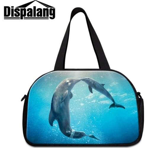 Dispalang Design Dolphin Flamingo Printing Novelty Travel Tote Multi Function Tour Bags for Women Professional Girls Gym Pouch