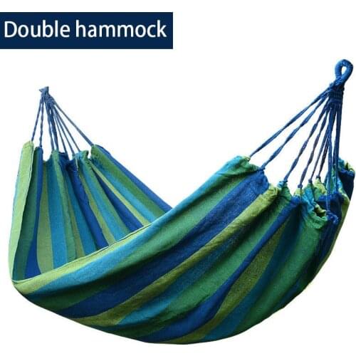Double Hammock Outdoor Rollover Prevention Camping Canvas Fabric Hammock Hanging Swing Bed for Patio Travel Hiking