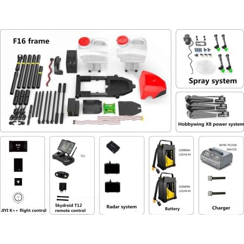F16 six-axis 16KG Agricultural drone 16L spray system with Skydroid T12 JIYI K++ Obstacle avoidance radar Full set