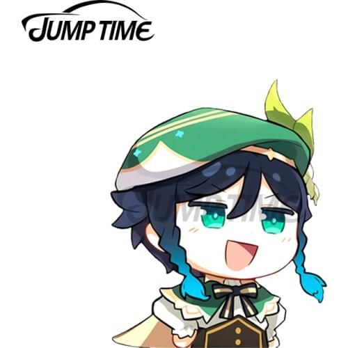 JumpTime 13 x 4.4cm For Venti Genshin Impact Cute Peeker Big Head Car Stickers Windows Creative Scratch-proof Window Decal