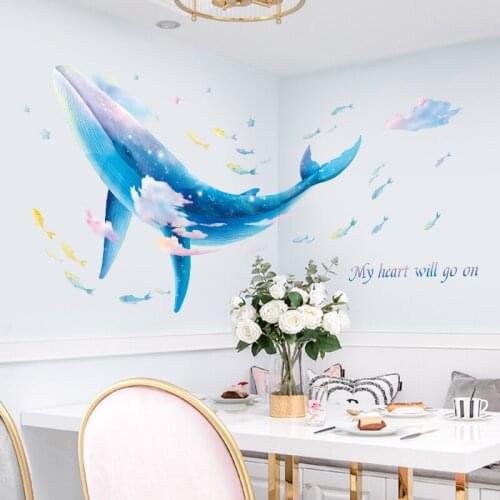 Creative Whale Wall Sticker Modern Living Room Bedroom Kids Rooms Decor Aesthetic Pegatinas De Pared Self-Adhesive Wallpaper DIY