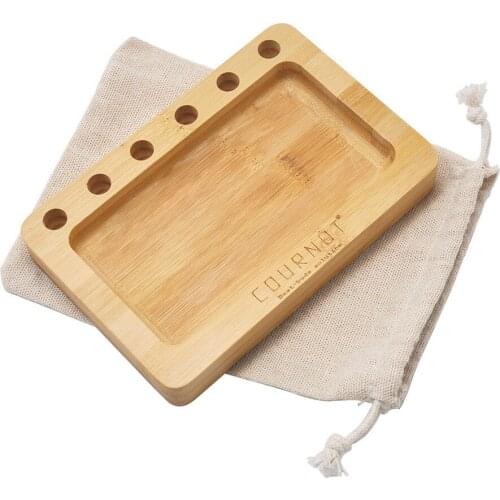 COURNOT Bamboo Rolling Tray With Pre Rolled Roll Cone Holder 69MM*126MM Multifunctional Bamboo Cigarette Tobacco Rolling Tray