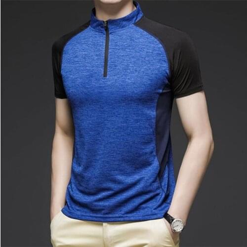 Summer Sports T-shirt fashion mens t-shirt tide Half sleeve Mens short sleeve T-shirt stand collar Mens casual T-shirt