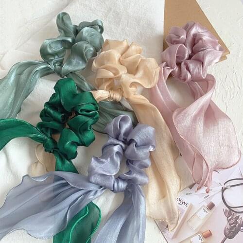 Fashion Bow Scrunchies Hair Ribbon for Women Ponytail Scarf Sweet Elastic Hair Band Girls Hair Ties Hair Accessories Gifts