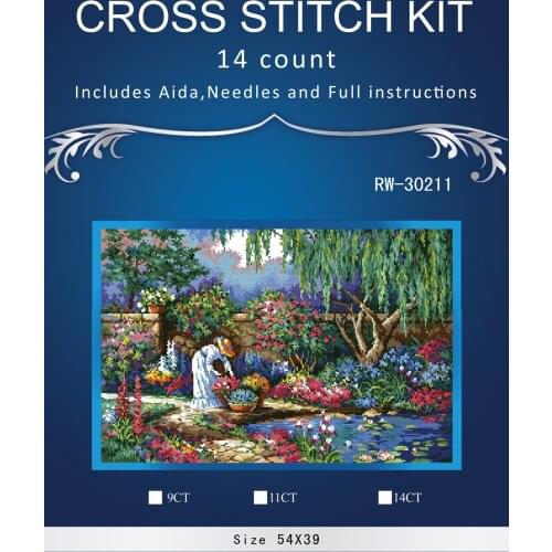 Top Quality beautiful lovely counted cross stitch kit woman lady girl in flowers garden park dim 0378