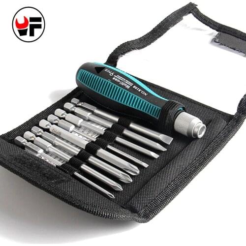 9 Pcs 1/4" Precision Repair Screwdriver Set Multi Head Tools Slotted Phillips Magnetic Self-locking Cross Flat Head Tool DS119