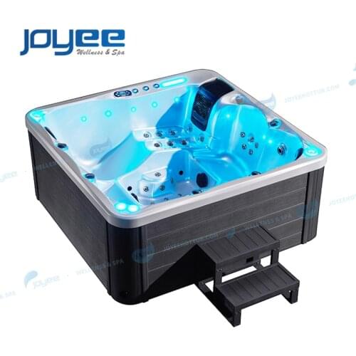 JOYEE Garden Backyard 6 Person Freestanding Acrylic Jacuzzi Hot Tub Outdoor SPA with Massage Jets LED Lights