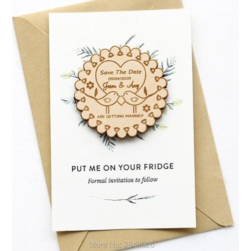 Personalized Love birds save the date magnet, Wooden Saved the Date, Wedding birthday baby bridal shower party favors gifts