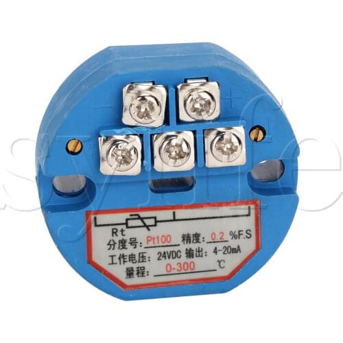 Plastic Blue RTD PT100 Temperature Sensors Transmitter 0 to 300 degree DC 24V