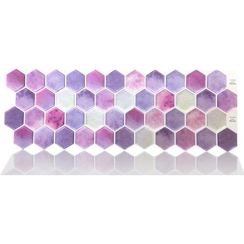 Funlife Stick On Wall Tile 3D Mosaic Kitchen Stickers Vinyl Waterproof,Peel and Stick 3D Hexagon Wallpaper Bathroom Wall Decor