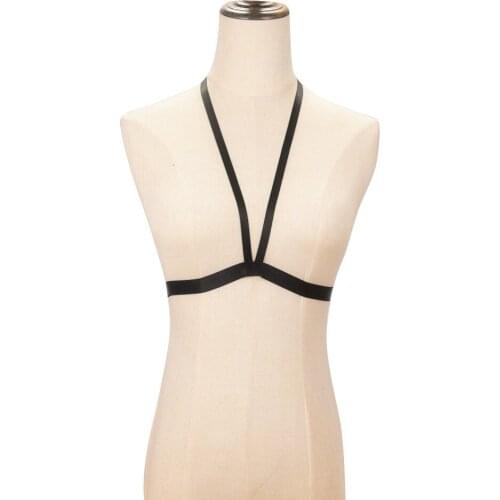 Sexy New Womens Elastic Bandage Goth Cage BRA TOP Body Harness Cross Crop Straps Lingerie