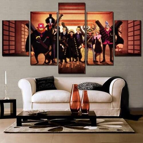 Modern Wall Art Decor Modular Picture Framework Or Unframed 5 Pieces Anime One Piece Characters Painting Canvas Print Poster