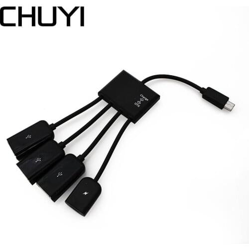 CHUYI 4 Port USB 2.0 Hub Micro USB OTG Splitter Connector Adapter Multi Ports Powered USB Hub For Android Smartphone Accessories