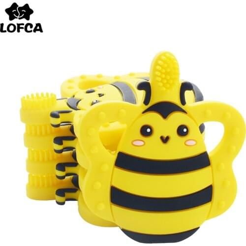 Bee Toothbrush Silicone teether Safe Baby Toys Pendant silicone beads Toddle BPA Free toothbrush Dental Care Baby Toothbrush