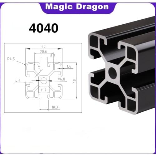 1PC BLACK 4040 European Standard Anodized Aluminum Profile Extrusion 100-800mm Length Linear Rail for CNC 3D Printer CNC
