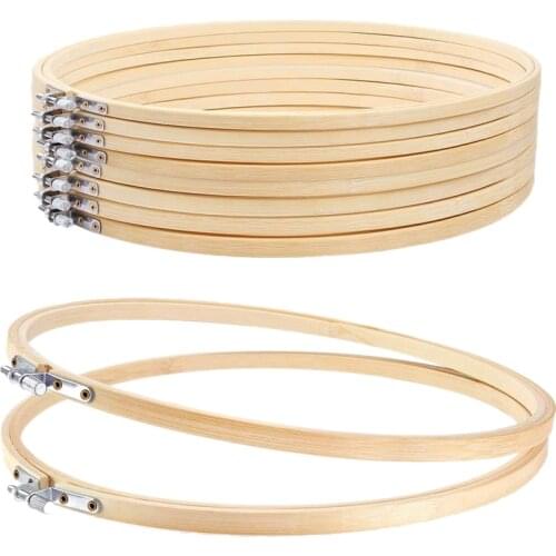 10 Pieces 8 Inch Embroidery Hoops Round Adjustable Bamboo Circle Cross Stitch Hoop Ring Bulk for Art Craft Handy Sewing 2021