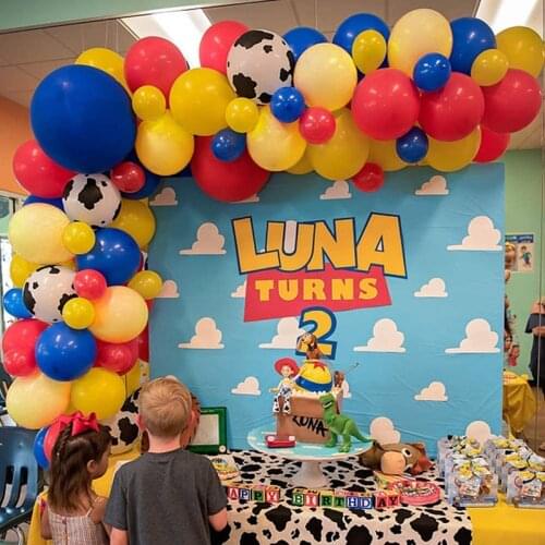 111pcs/lot Blue Red Yellow Balloons Garland Kit Cow Print Balloons birthday balloons Farm Cow Theme Birthday Party decoration