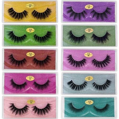 3D False Eyelash Wholesale 30/40/50/100 pairs Faux Fur Natural Eyelashes Makeup Eyelashes 3D Mink Lashes Fluffy Soft CS01-CS10