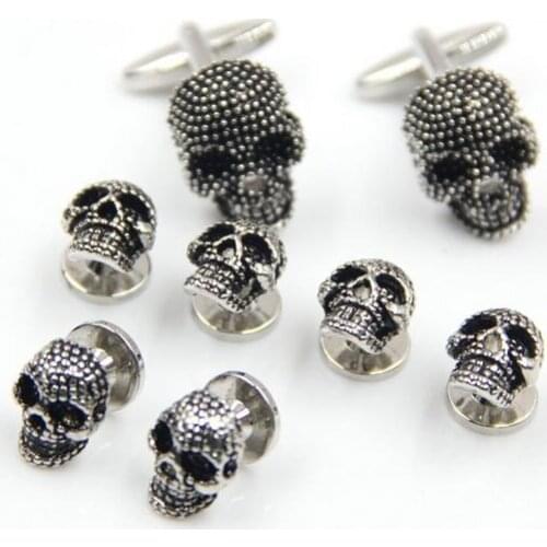5Sets/lot Skull Cufflinks Tuxedo Studs 8pcs/6pcs Set Skeleton Cuff Links Stud Set Men Cufflinks Tuxedo Studs Set Halloween Gift