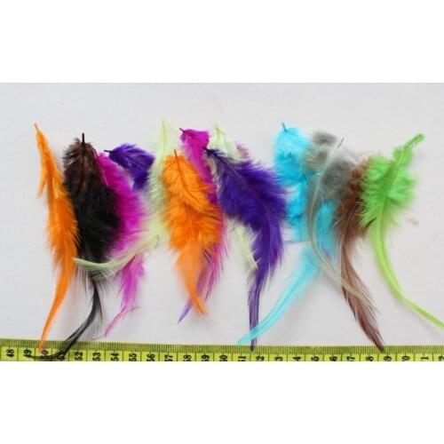 600pcs Selected Mixed Colors Rooster Saddle Feather Hair Extensions Pack 4-6" colorful saddle extend feather