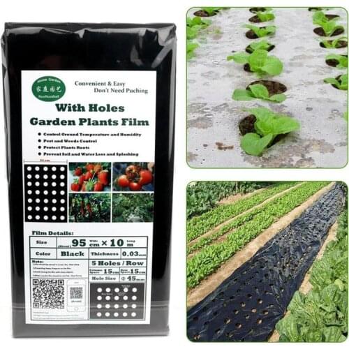 95cm*10m 5Holes 0.03mm Garden Vegetable Black Film Agricultural Plants Film Plastic Perforated PE Mulch Film Mulching Membrane