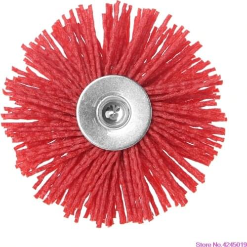 New Deburring Abrasive Steel Wire Brush Head Polishing Red Nylon Wheel Cup Shank