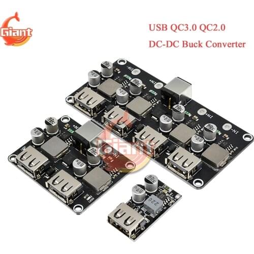 DC-DC Buck Converter USB QC3.0 QC2.0 Fast Charging Step Down Module 6-32V 9V 12V 24V Car Fast Quick Charger Circuit Board DC 5V