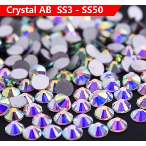Glitter Rhinestones Crystal AB SS3-SS50 Non Hot Fix FlatBack Nail Strass ab Cristal Sewing & Fabric Garment Rhinestone