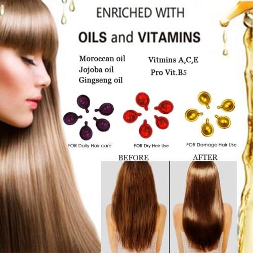Rich Nourishing Hair Care Essential Oil Capsule Keratin Complex Vitamin Hair Serum Repair Damaged Hair Anti Drying