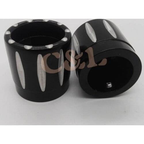 Motorcycle Edge Cut CNC Aluminum Black Front Axle Nut Cover Bolts For Harley Softail Road King Electra Glide FL