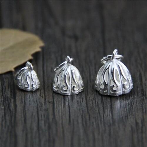 925 Sterling Silver Stereo Lotus Seed Design Charms Ornament Pendants Necklace For Women Findings DIY Jewelry Making Accessories